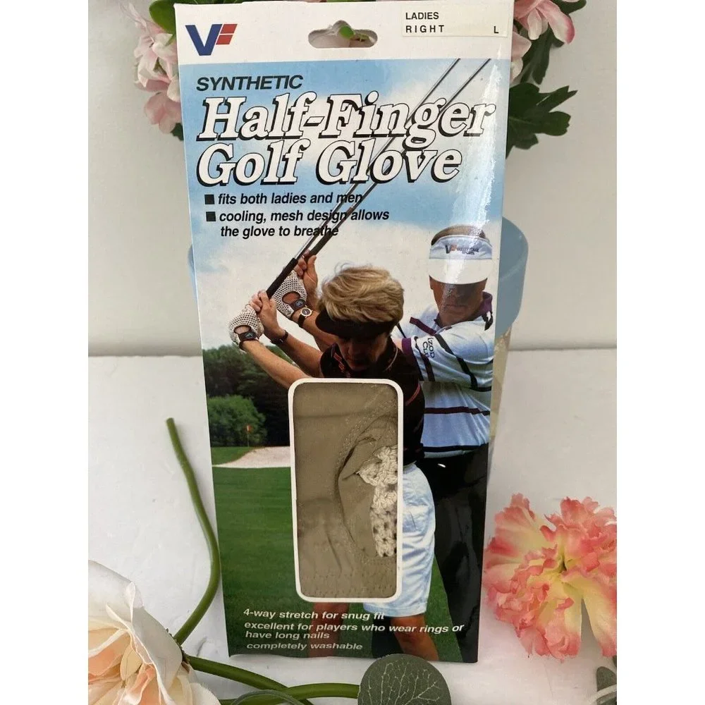 Valley Forge Synthetic Half-finger Golf Glove‎ Ladies Right Large Cream Color